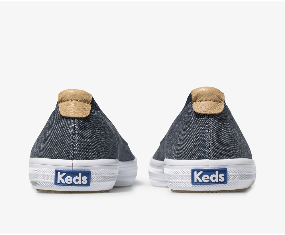 Slip Ons Keds Femme Bleu Marine - Bryn Chambray - 179-EBXWJO